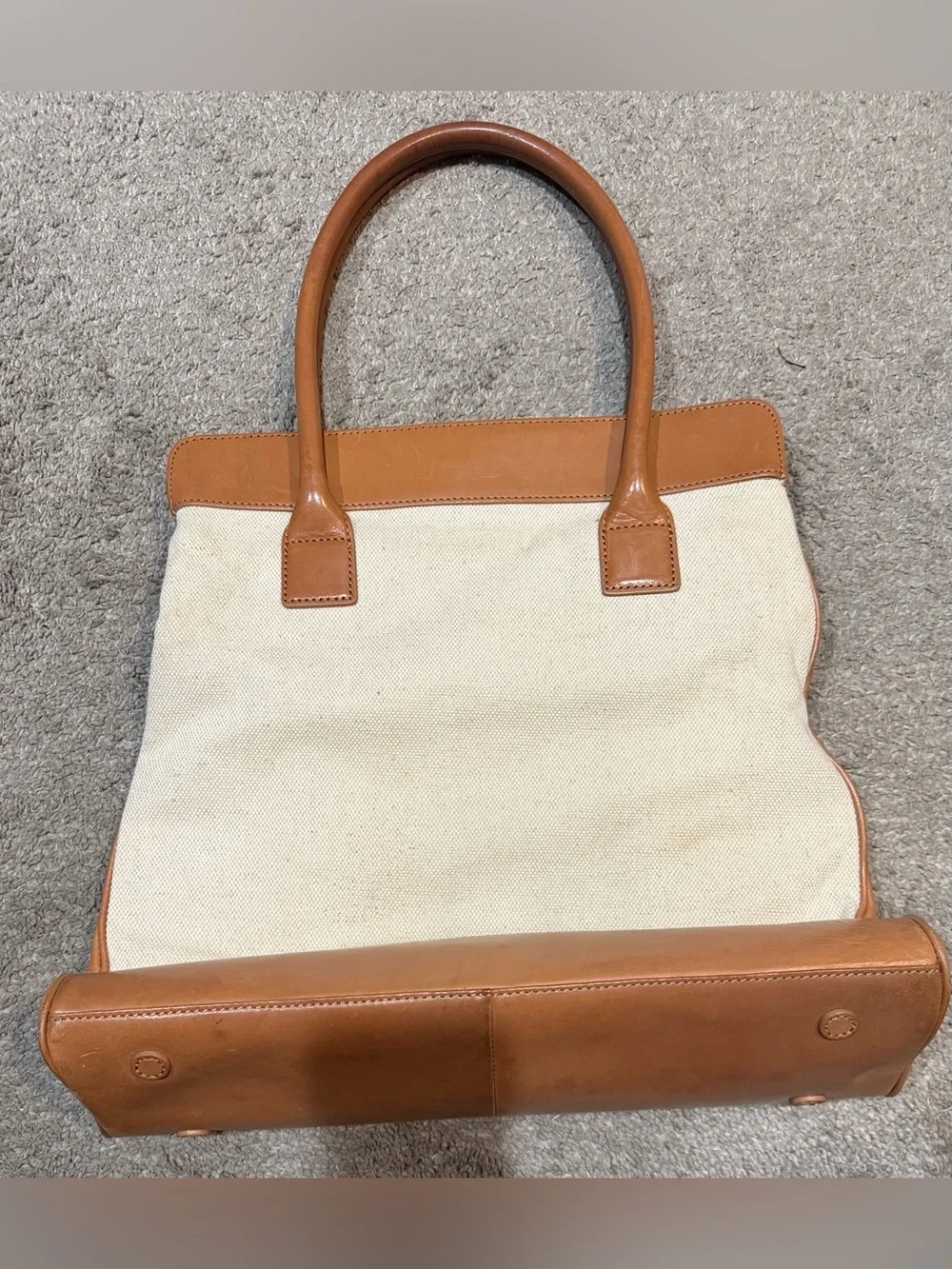 Tory Burch Cream and Tan Meredith tote